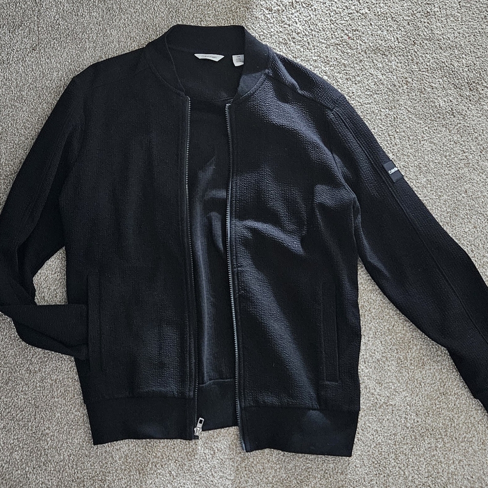 Calvin Klein | Mens Black Textured Zip Up Jacket | Size M